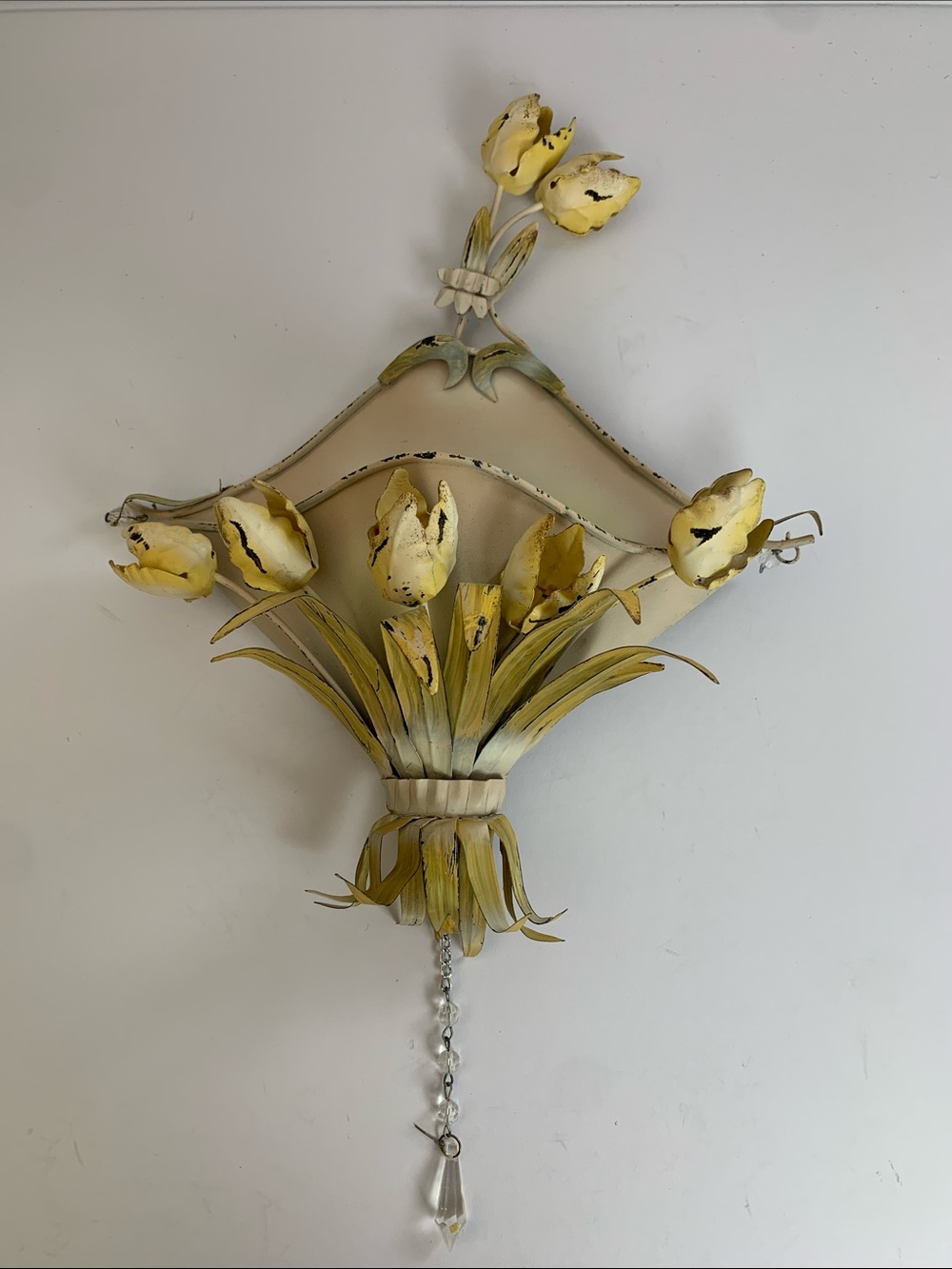 Vintage (Source Unknown)Yellow and Cream Metal Floral Wall Accent 12in x 10in